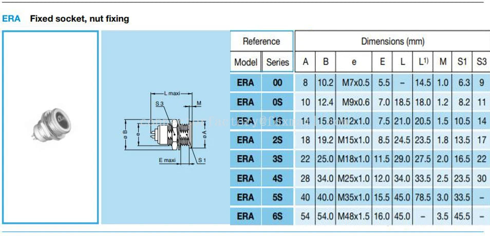 FFA ERA 00S 0S 1S 2S 1 2 3 4 5 6 7 8 10 Pin Push-pull Self-locking Precision Connector Half-moon Plug Socket Antenna RF Cable