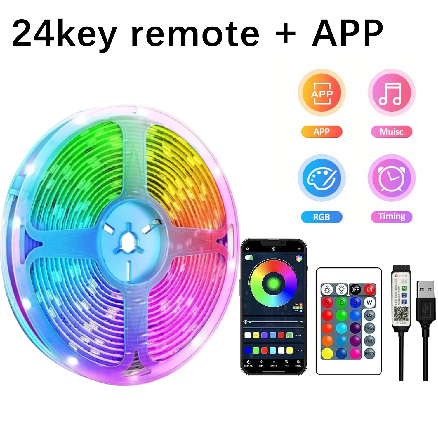5V USB Led Lights for Room  RGB Led Strip Lights 10m 20m 30m Flexible Ribbon Diode Tape for Room Bedroom Decor TV Backlights