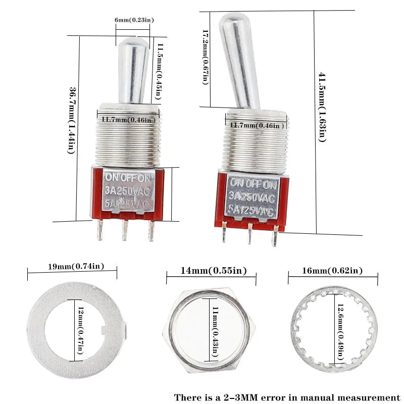 1Pcs/5Pcs SH T80-T Z1 Series Large Long Handle 12mm Panel Mount Mini Toggle Switch 5A 125VAC