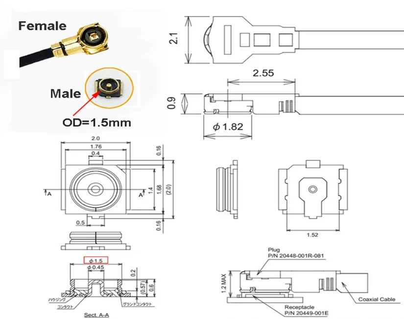 5PCS-2Pcs SMA / RP-SMA Female to IPX1 IPX3 IPX4 IPX5 IPX RF Plug Pigtail Cable for WIFI Board Antenna