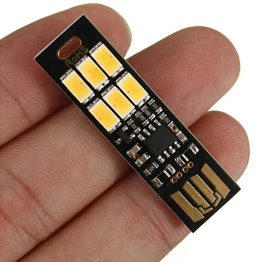Mini Pocket Keychain Reading Night Lamp Dimmable SMD5730 USB Book Light Touch Control 6 leds Light For Laptop PC Power Bank