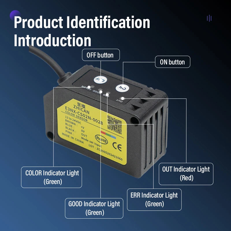 ZHICAN E3NX-028 Intelligent Integrated Color Mark Sensor High Precision Registration Detection Label Positioning Contrast Sensor