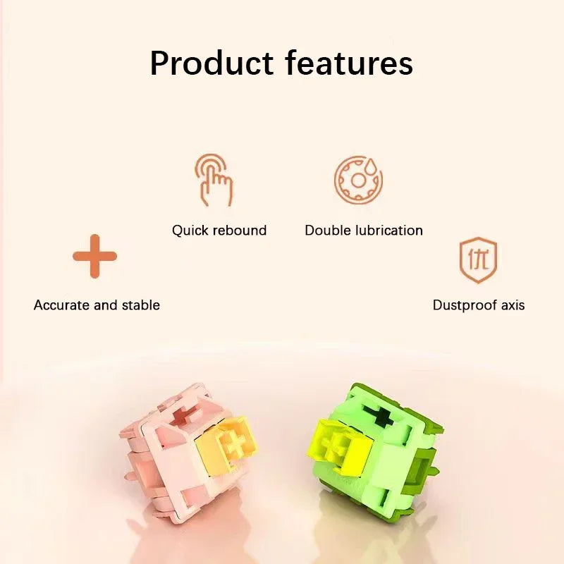 Outemu Silent Peach V2 Switch Lubed Silent Lemon V2 Switches Mechanical Keyboard Linear Tactile 5Pin Paragraph Axis Hot Swap DIY