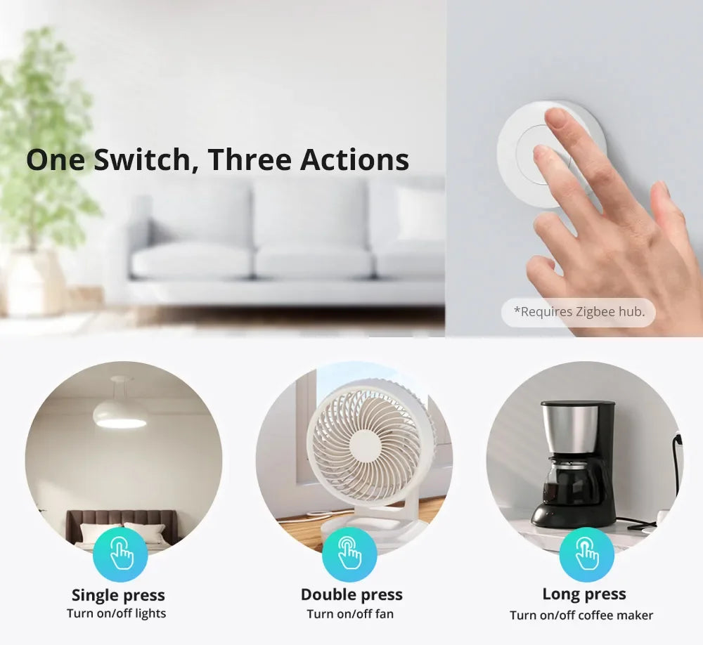 SONOFF SNZB-01P Zigbee Wireless Switch Button Smart Scene Switch Smart Home Voice Control For EWeLink APP Alexa Home Assistant