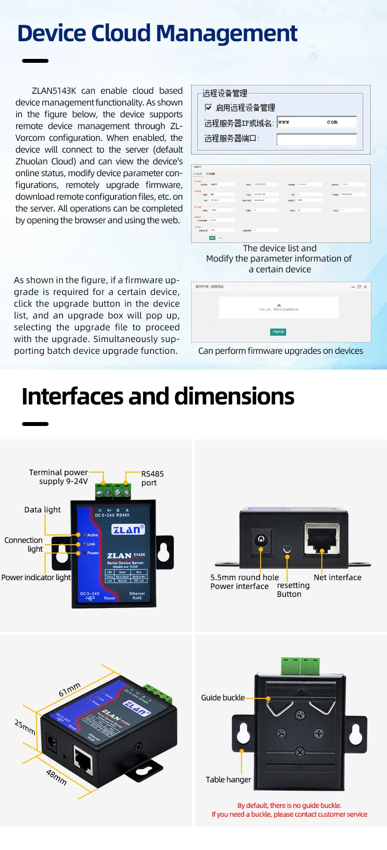 Serial Port Server RS485 to Ethernet Port TCP/IP to Serial Port Module Modbus Gateway MQTT Communication JSON ZLAN5143K