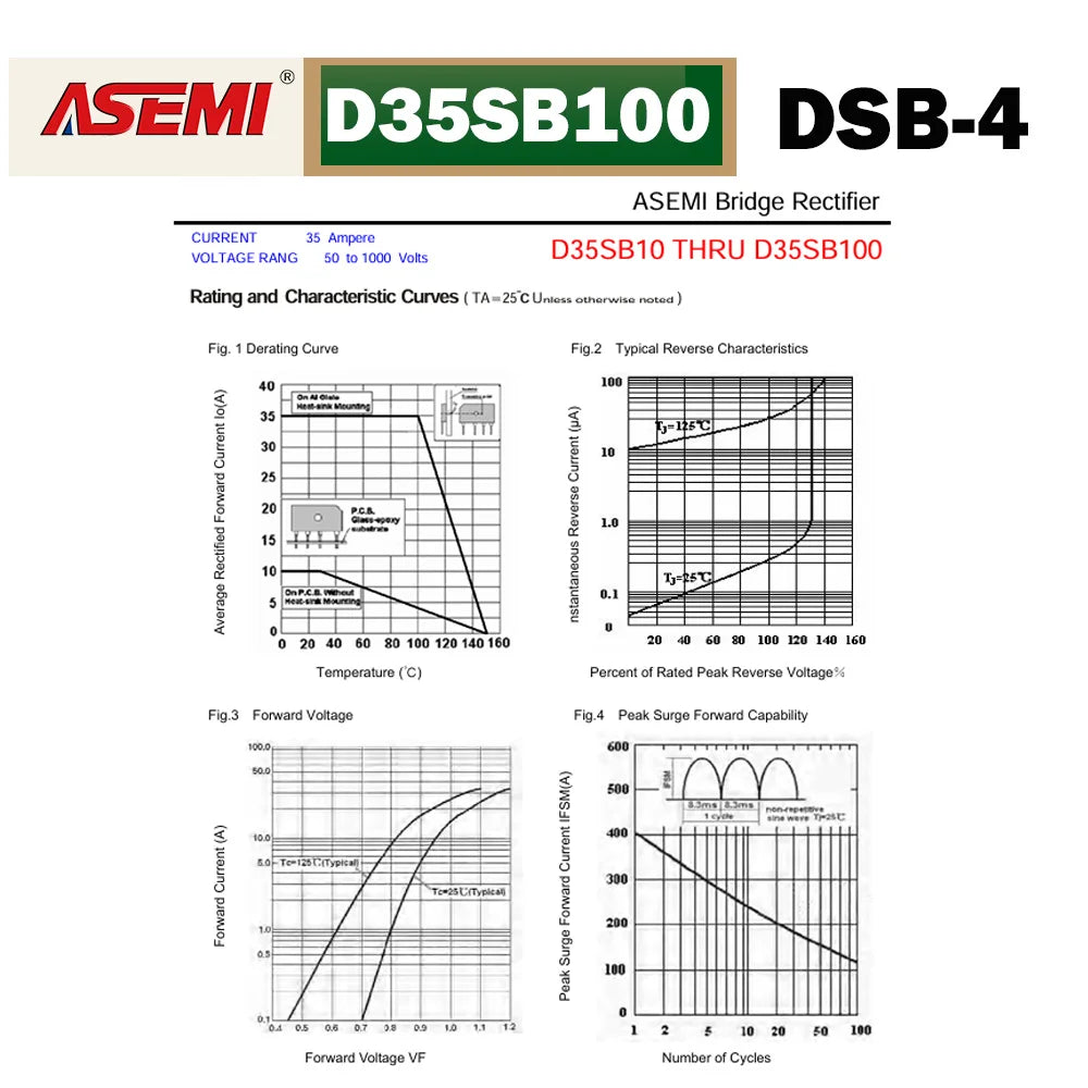 D35SB100 Bridge Diode Rectifier 35A 1000V ASEMI