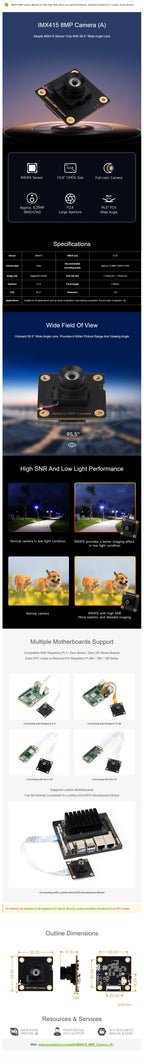 Waveshare IMX415 8MP Camera Module (A), With High SNR, Good Low Light Performance, Supports Raspberry Pi/Luckfox Series Boards