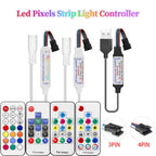 WS2811 WS2812B WS2813 WS2815 LED Pixels Strip Light Controller 3/4PIN USB/DC RF 14/17/21Keys LED Tape Remote Controller DC5-24V