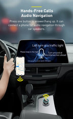 Bluetooth 5.3 FM Transmitter Car Cigarette Lighter Dual USB Fast Charging Handsfree Calling Vehicle Audio Receiver