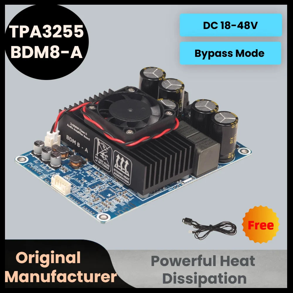 BDM8-A  TPA3255 2x300W HIFI Digital Power Class D Amplifier Board High-power 2.0 Channel Stereo