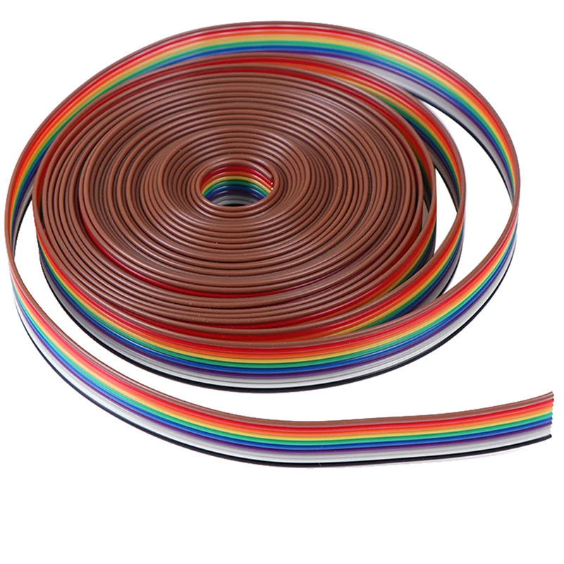5m Rainbow Ribbon Cable 10 Way Flat Color Wire Flexible Electrical Connection Cable