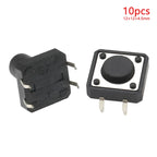 10pcs 12x12 Tact Switch Vertical 12*12*4.3/4.5/5/6/7/8/9/10/11/12/13mm Micro 4Pin Self-Reset Electronic Push Button Interruptor