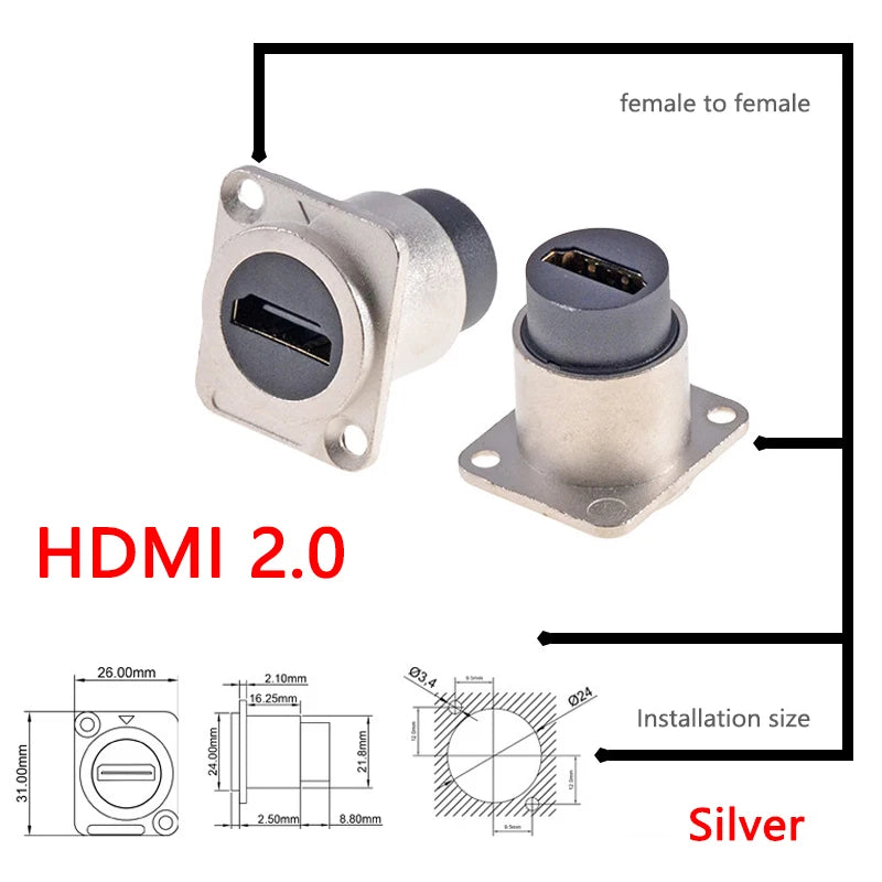 1pc Metal D Type Module RJ45 CAT6&USB 2.0/3.0&Type C&HDMI-Jack Socket Through Network Panel Mounting Electronic Connector