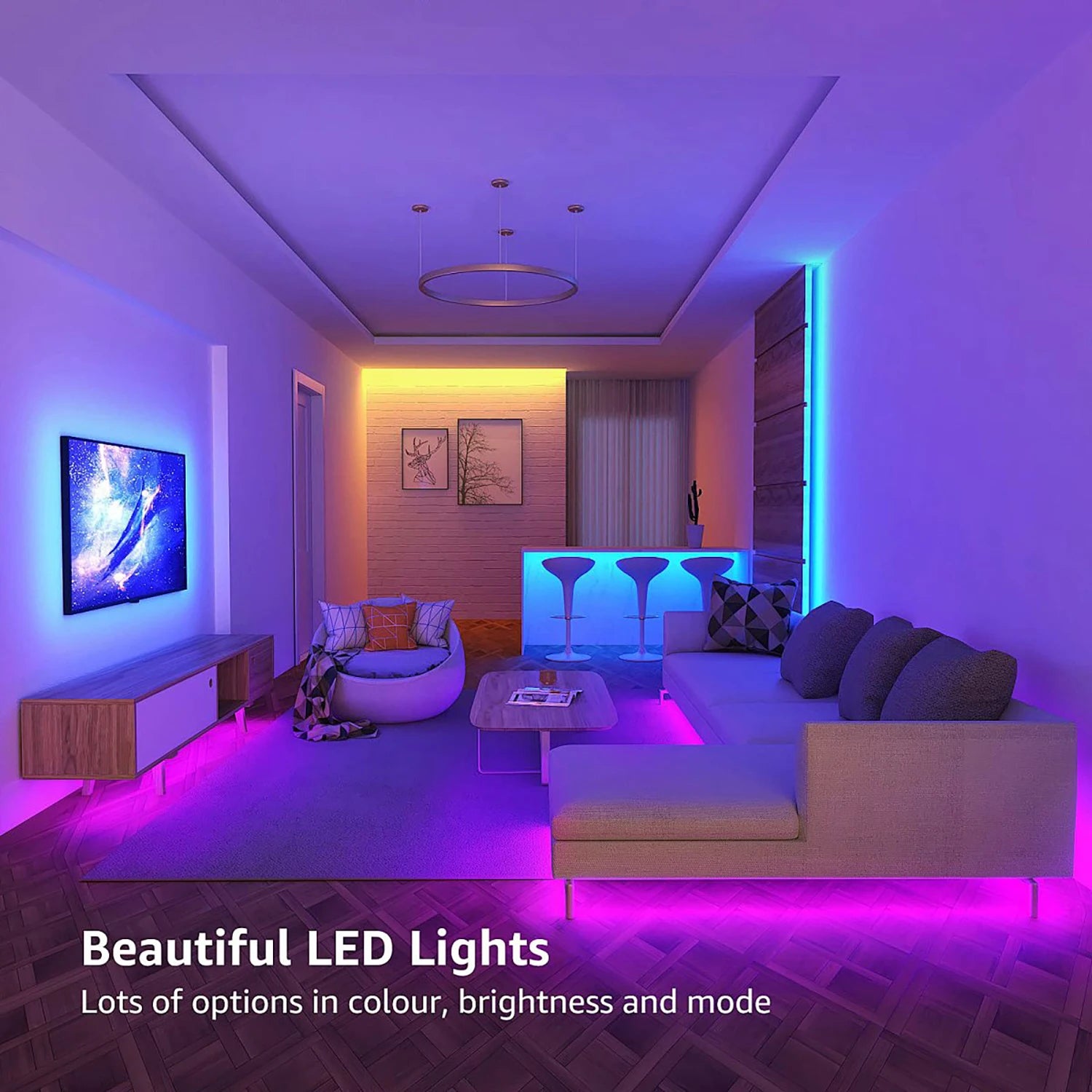 LED Strip Lights, RGB Color Changing Led Strip Lighting with 24-Key Remote and  APP Control, Music Sync Lights