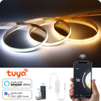 CCT 2700K-6500K Changeable Lamp Tuya Smart Home COB LED Strip Alexa Light Linear LED Tape With Dimmable WiFi LED Dimmer Switch