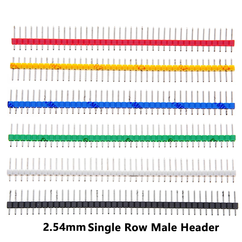 10PCS 2.54mm Blue Green Single Row Male Header 1X40Pin Connector PCB Pin Strip Breakable Pin Header for Arduino Yellow Red
