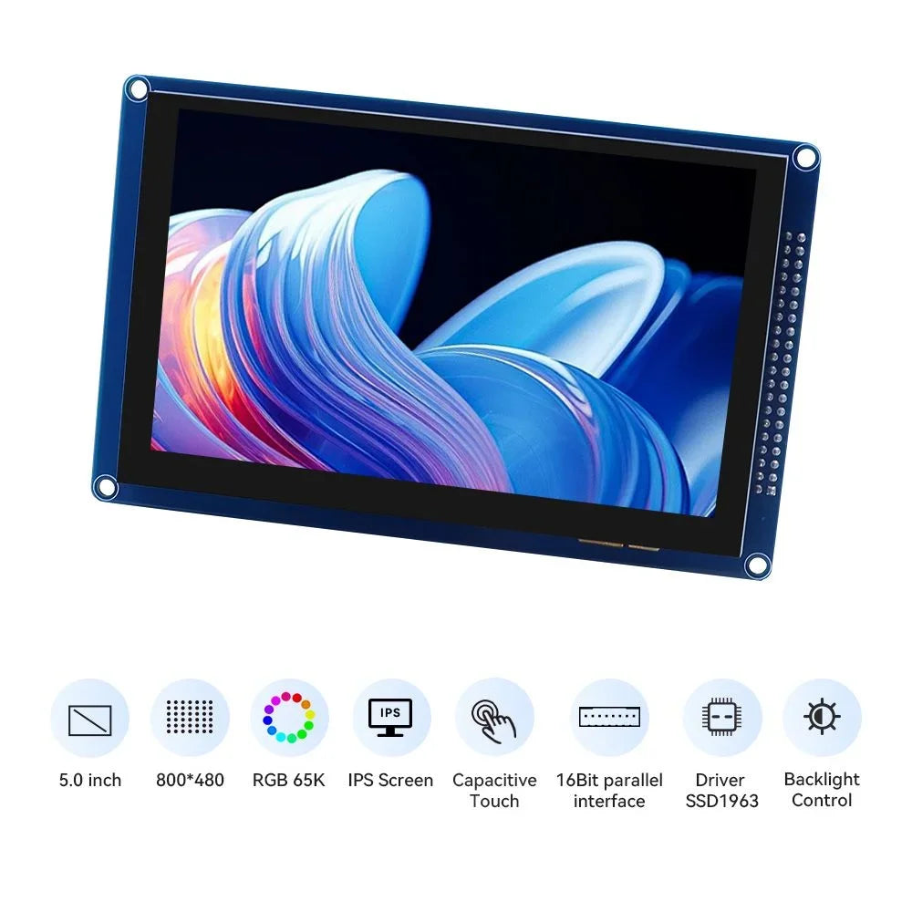 Hot Sale 5inch 800*480 IPS Display 16BIT Parallel Capacitive Touch LCD Module| SSD1963 Driver with Free Shipping