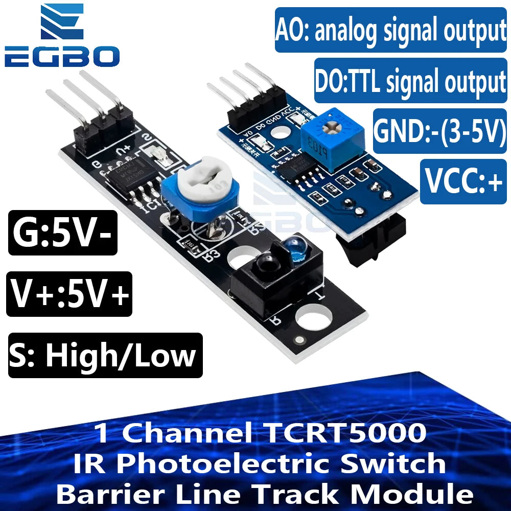 1~10PCS  1 Channel TCRT5000 IR Photoelectric Switch Barrier Line Track Module Infrared Obstacle Avoidance Sensor For Arduino DIY