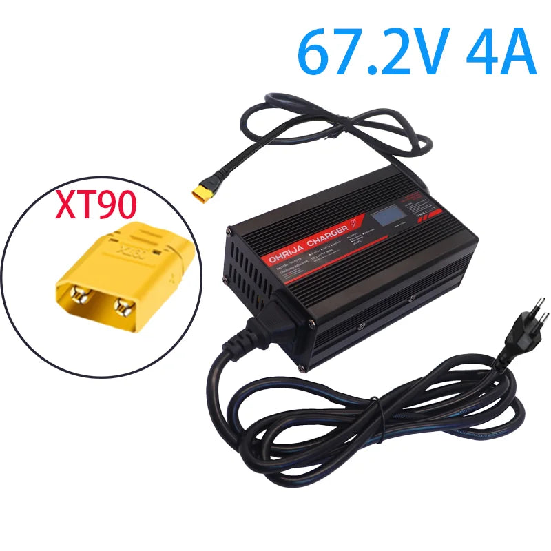 67.2V 4A  Charger Smart Aluminum Case Is Suitable For 16S 60V OLED Dispay Li-ion Lipo Battery OLED Display Fast Charger OHRIJA