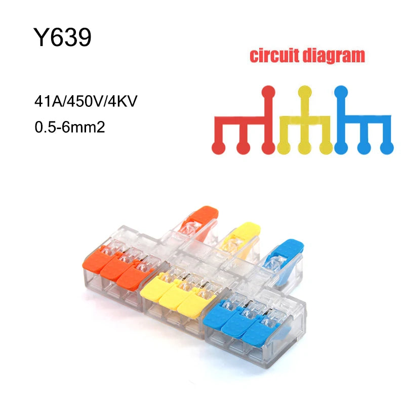 High Power 6mm² Fast Wire Electrical Connectors Universal Compact Splitter Push-in  Cable Wire Connector Fast Terminal Block