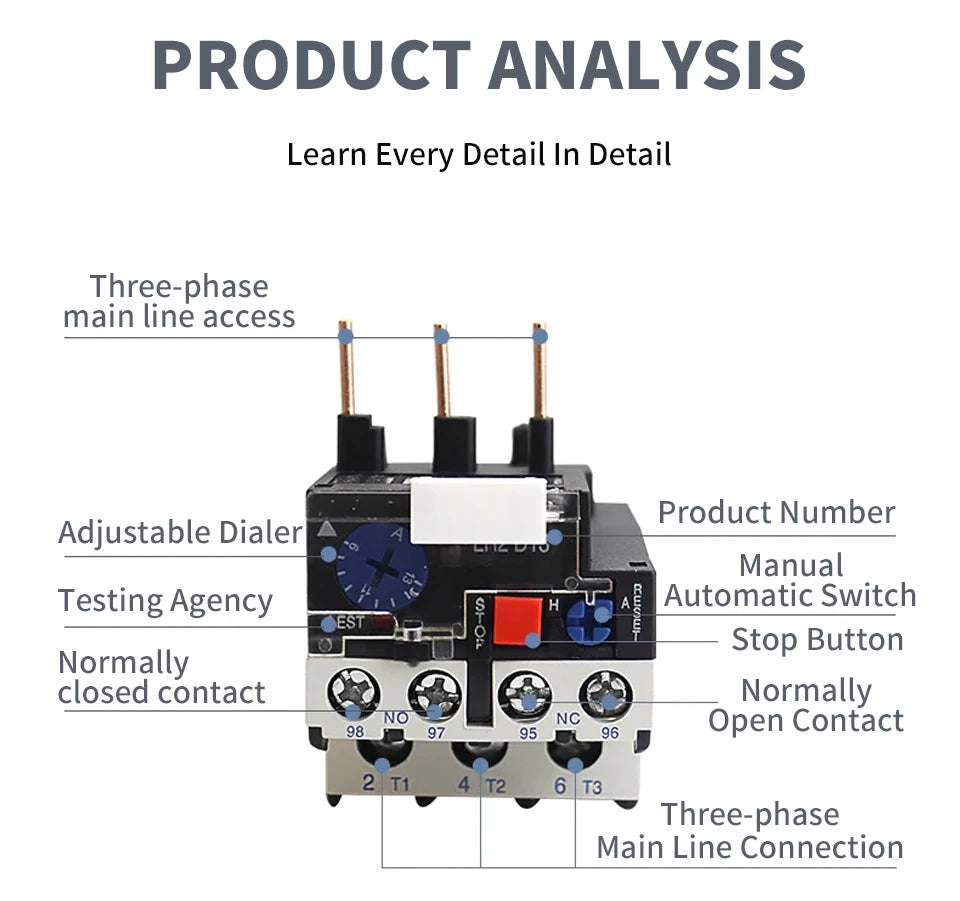 JR28-25 Thermal Overload Relay Adjustable Relaying With Over Current Protection Used For AC Contractor CJX2-12/18 Series