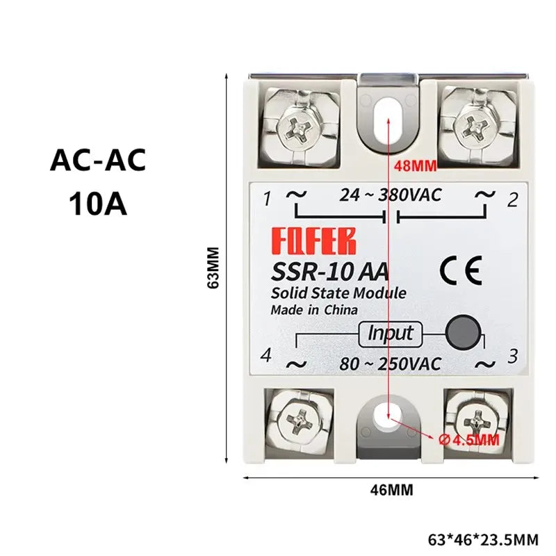 Solid State Relay SSR-40DA AC DC 10A/25A/30A/40A/50A/75A/80A/100A