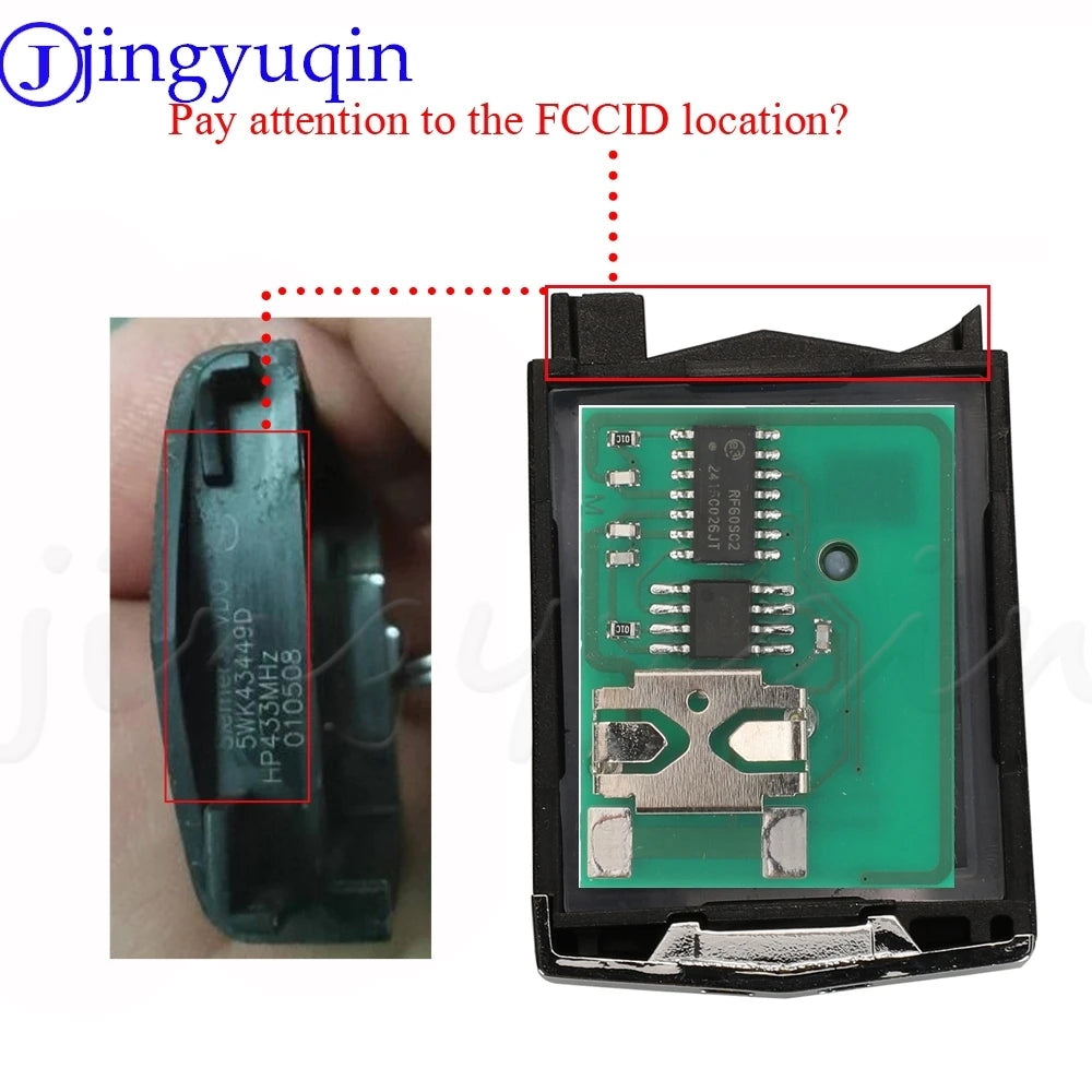 JYQ 5WK43449D 5WK43449E 5WK43449F Flip Car Remote Key 434MHz 4D63 For Mazda M2 Demio M3 Axela M5 Premacy M6 Atenza Siemens VDO