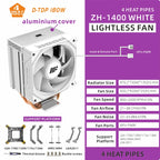 METALFISH ZH1400 CPU Cooler 4 HeatPipes 4PIN PWM Silent ARGB Fan For Intel 1700 1200 115X 1366 2011 AM5 AM4 AM3 x99 x79