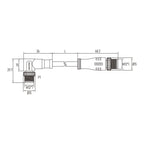 M12 X Code Male Straight to Male Angled Connector 8 Pin Molded 1M PUR  6A Ethernet Cable