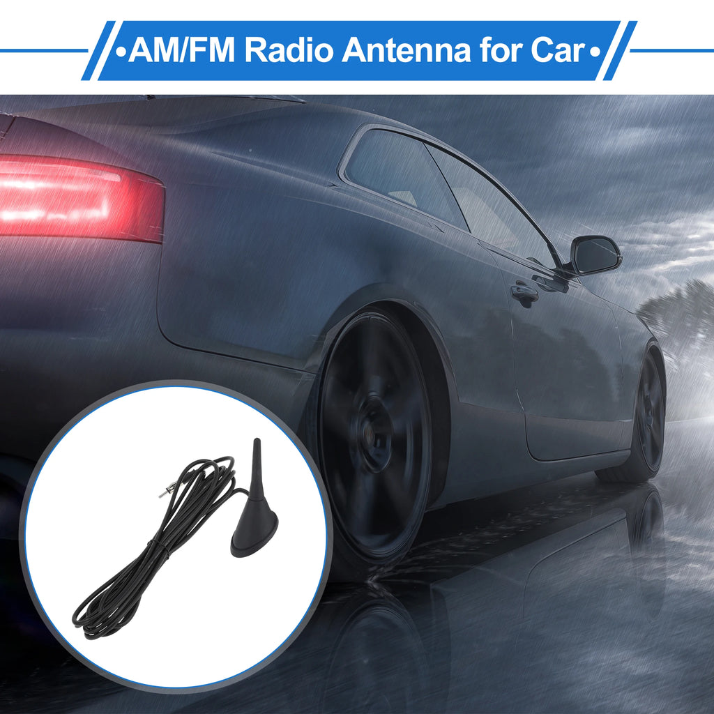 UXCELL AM/FM Radio Signal Antenna Mount 6.5cm Car Radio Aerial with 15-300cm Cable Black Rubber ABS Metal Automotive Electronics
