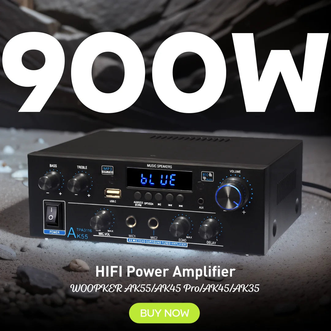 Woopker AK35/AK45 Pro/AK55 Digital Amplifier Bluetooth Sound Amplifier 2 Channel HIFi FM USB Audio Amp For Home Car Karaoke