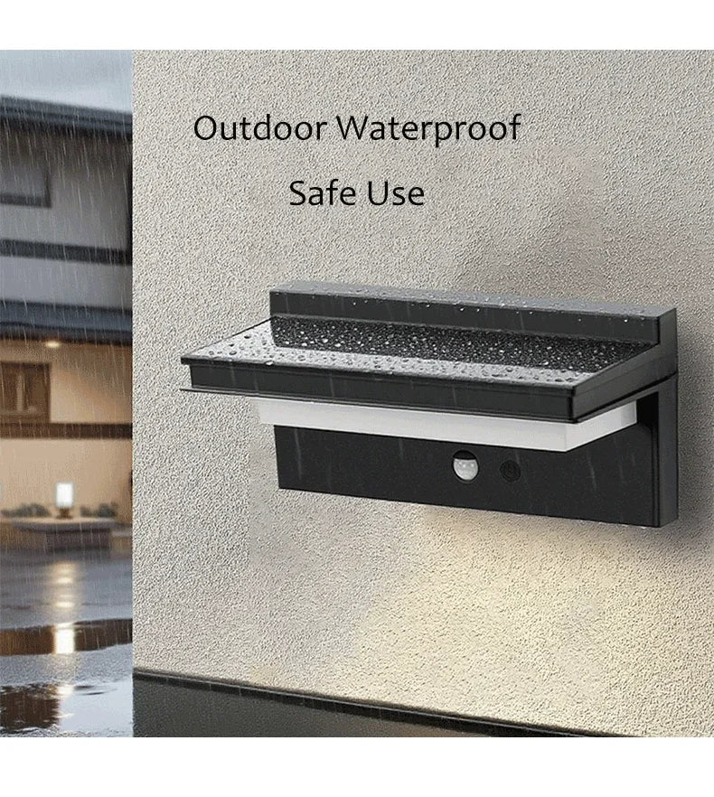 Solar Power Wall Lamp IPX5 Waterproof Garden Lights Motion Sensor  Energy Saving Light for Exterior Spot Porch Yard Lighting