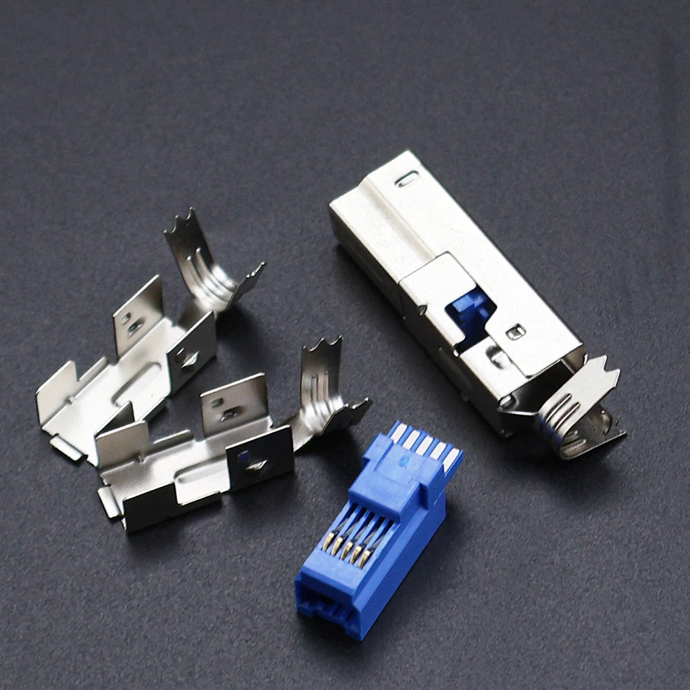 5PCS B Type 90°/180° Connector Soldering DIY Printer Interface Repair USB 2.0 and USB 3.0 Connector Female Socket Male Jack
