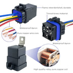 1PCS DC 12 24V 40A 4 5-Pin AMP Waterproof Relay Harness Tinned Copper Wires 5-PIN SPDT For  Boat Auto Fan Car relay With Socket
