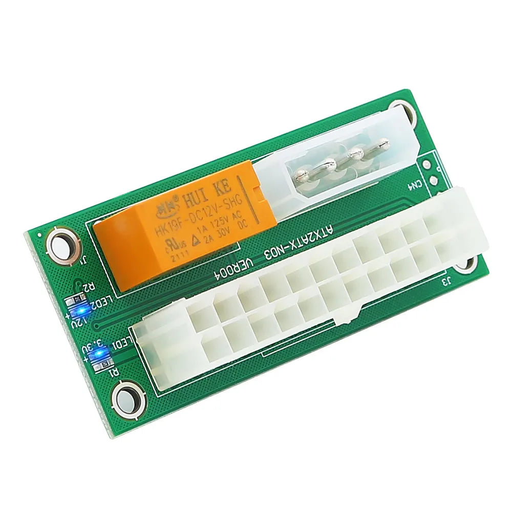 Dual PSU Power Supply Sync Adapter Board with LED Add2psu ATX 24Pin To 4pin Molex Synchronous Connector Riser Cable Miner Mining