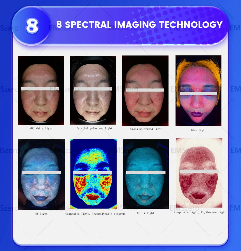 New 3D Facial Skin Analyzer Machine 15.6 inch Skin Analyzer Facial Machine 8 Light Spectrum Skin Analysis Scanner