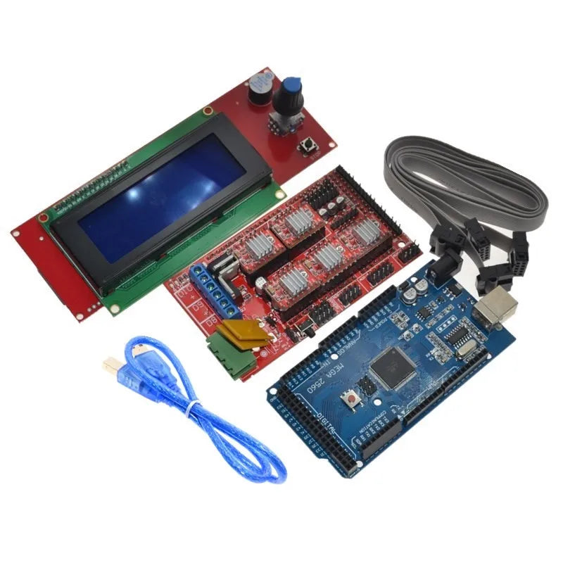 1Set Mega 2560 R3 + 1pcs RAMPS 1.4 Controller + 5pcs A4988 Stepper Driver Module +1pcs 2004 controller for 3D Printer kit