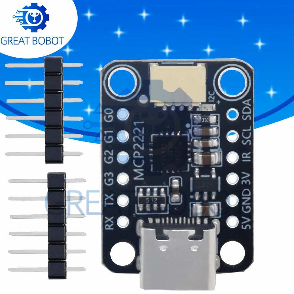 MCP2221A Breakout Board Type-C USB Interface STEMMA QT Qwiic Signal Acquisition Measurement Module for Arduino DIY