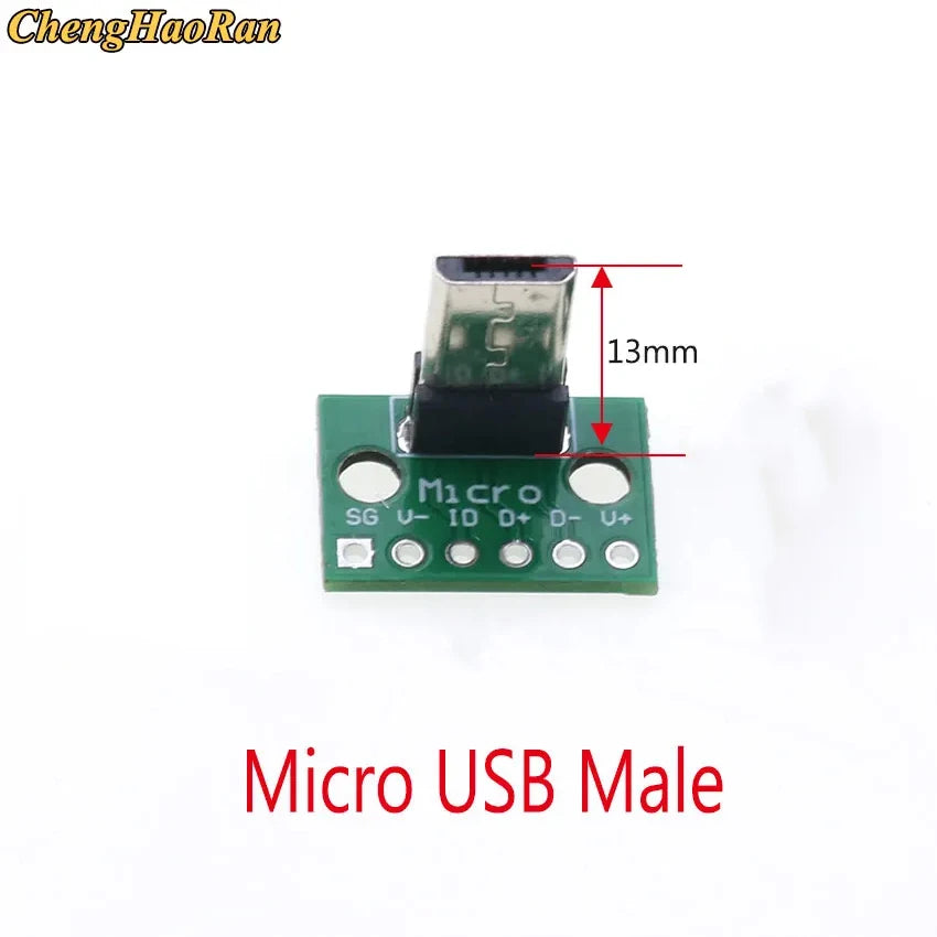5PCS Vertical USB MiCroUSB Micro USB 2.0 Male Head Connector PCB Converter Adapter Breakout Board 180 Degree Vertical