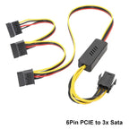 Angitu Adapter 6Pin GPU to Sata/Molex Hard Drive Cable 12V to 5V PCIE to 1x2x3x4xSATA Hard Drive Cable Molex 4PIN