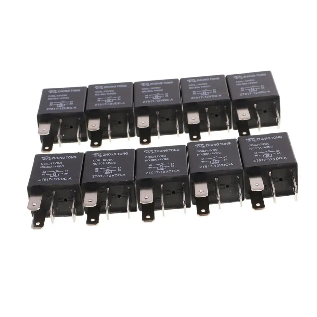 DC 12V 30 AMP Car Automotive Boat Truck 4 Pins SPST Alarm Relay Pack of 10