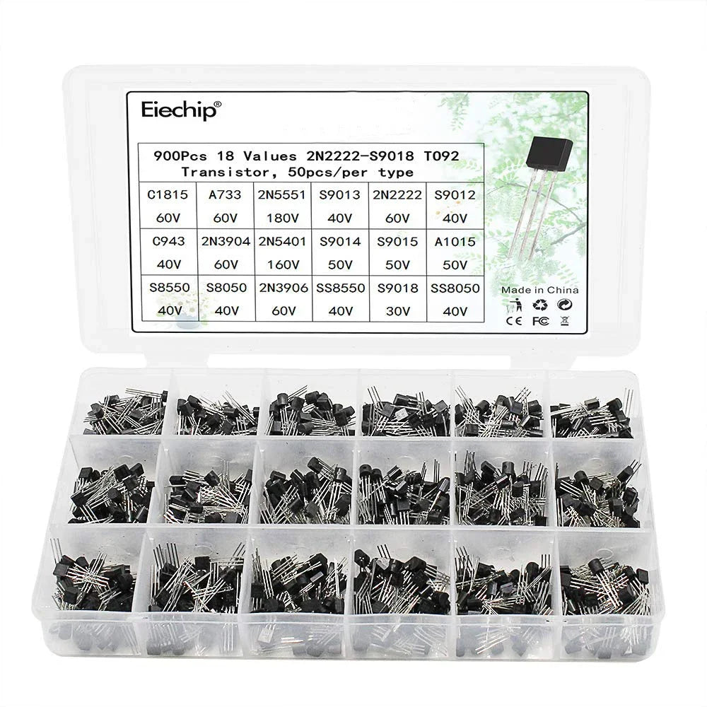200-900PCS TO-92 Transistor Assortment Kit PNP/NPN Box BC547 BC327 BC337 2N2222 3904 3906 C945transistors set electronics Kit