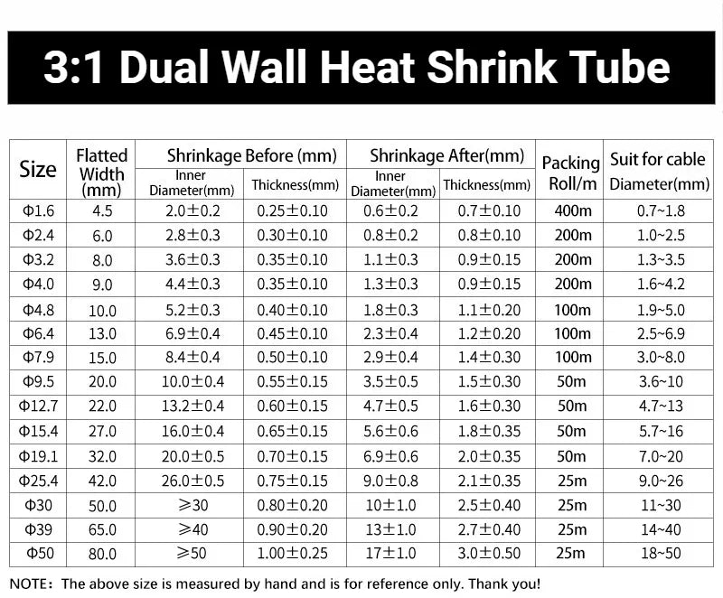 3meters 3:1/4:1 Heat Shrink Tube With Glue 1.6mm-40mm Dual Wall Adhesive Lined Polyolefin Shrinkin ﻿Wrap Cable Protect Sleeving
