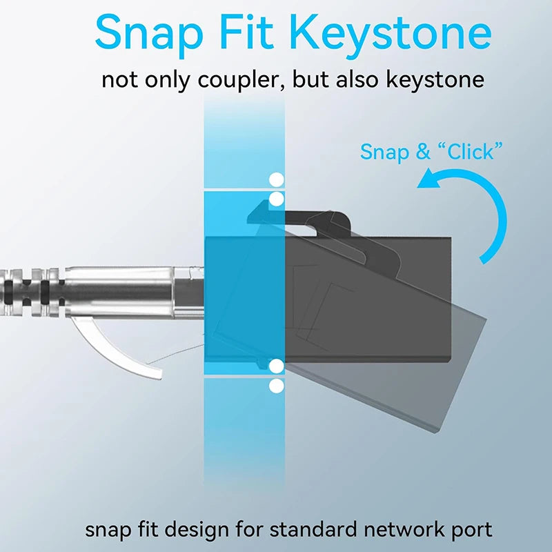 Acoplador Keystone RJ45 Cat6 Cat5e, conector Keystone Cat6 Cat5e hembra a hembra, inserto de acoplador Keystone UTP, negro