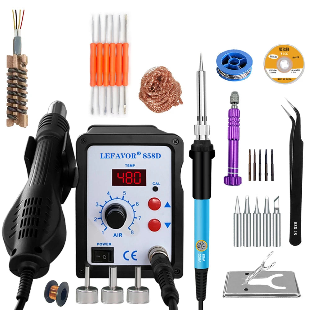 Hot Air Gun 858D BGA Rework Solder Station Blower Hair Dryer Hairdryer Soldering Heat Gun 220V 110V For SMD SMT Welding Repair