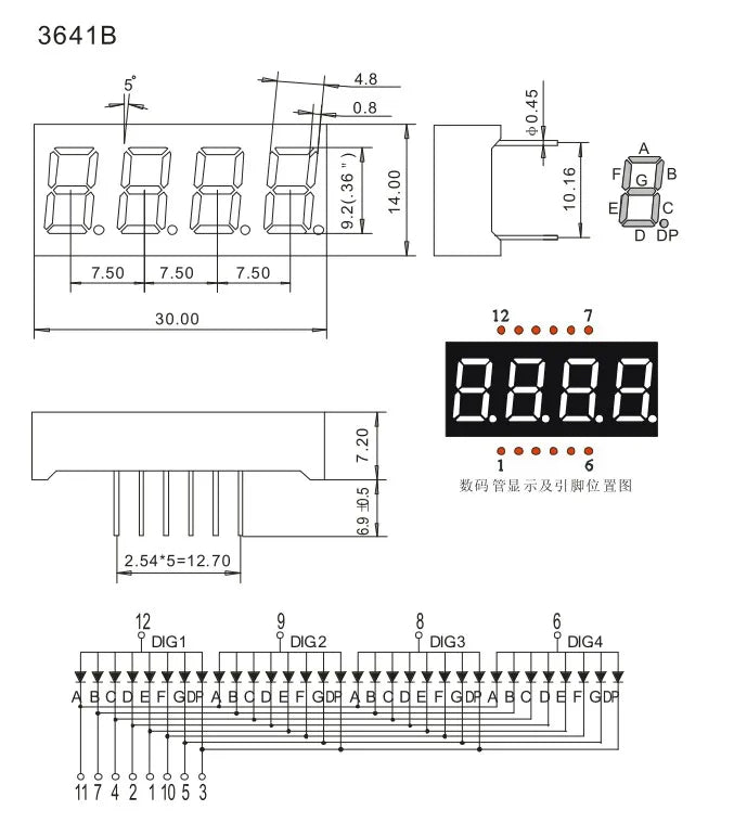 5pcs Led Digital Tube Display 0.28/0.36/0.4/0.56/0.8-inch 1/2/3/4-bit 7 Segment Common Cathode/anode Red/white/yellow/green/blue