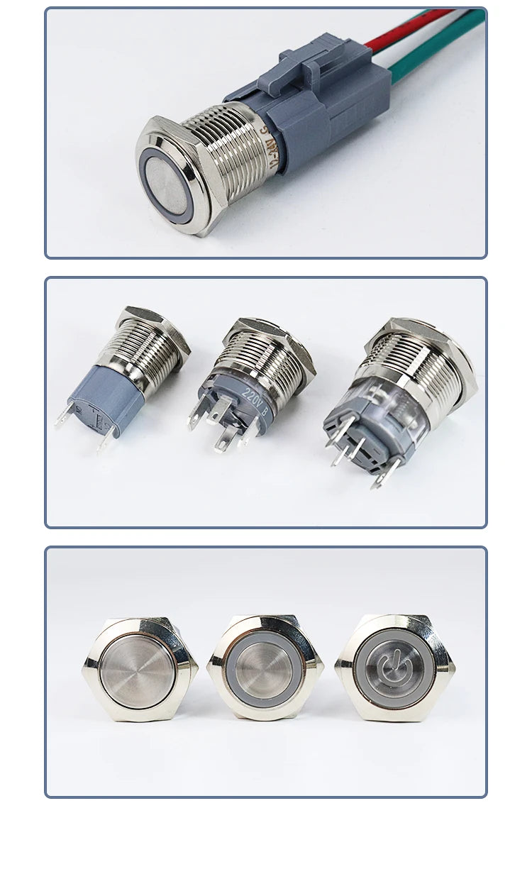 High current metal button 16/22mm high-power waterproof self resetting self-locking steel switch 20A 15A 10A push button