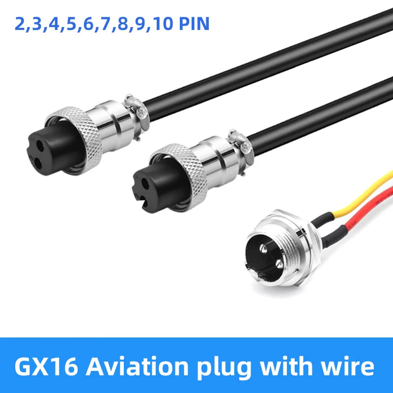 GX16 Aviation Plug Socket with Wire 2/3/4/5/6/7/8/9/10 Pin Female to Female Cable Connector 250V 4~7A  Abutment Aviation Joint