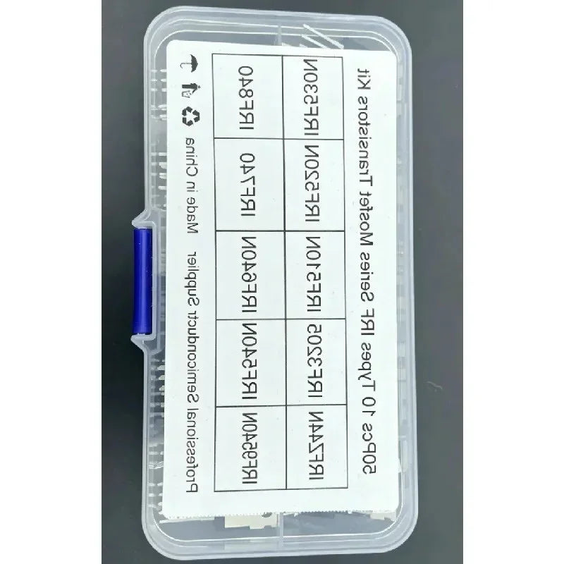 10 Values 50pcs MOSFET Kit TO-220 IRFZ44N IRF510N IRF530N IRF540N IRF640N IRF740 IRF840 IRF3205 IRF9540 Storage Box
