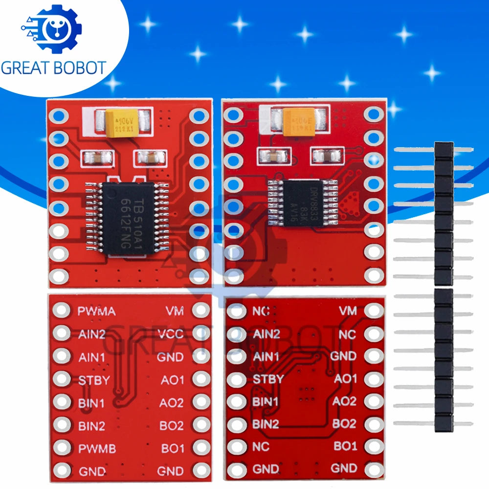 TB6612/DRV8833 Dual Motor Driver 1A TB6612FNG for Arduino Microcontroller Better than L298N
